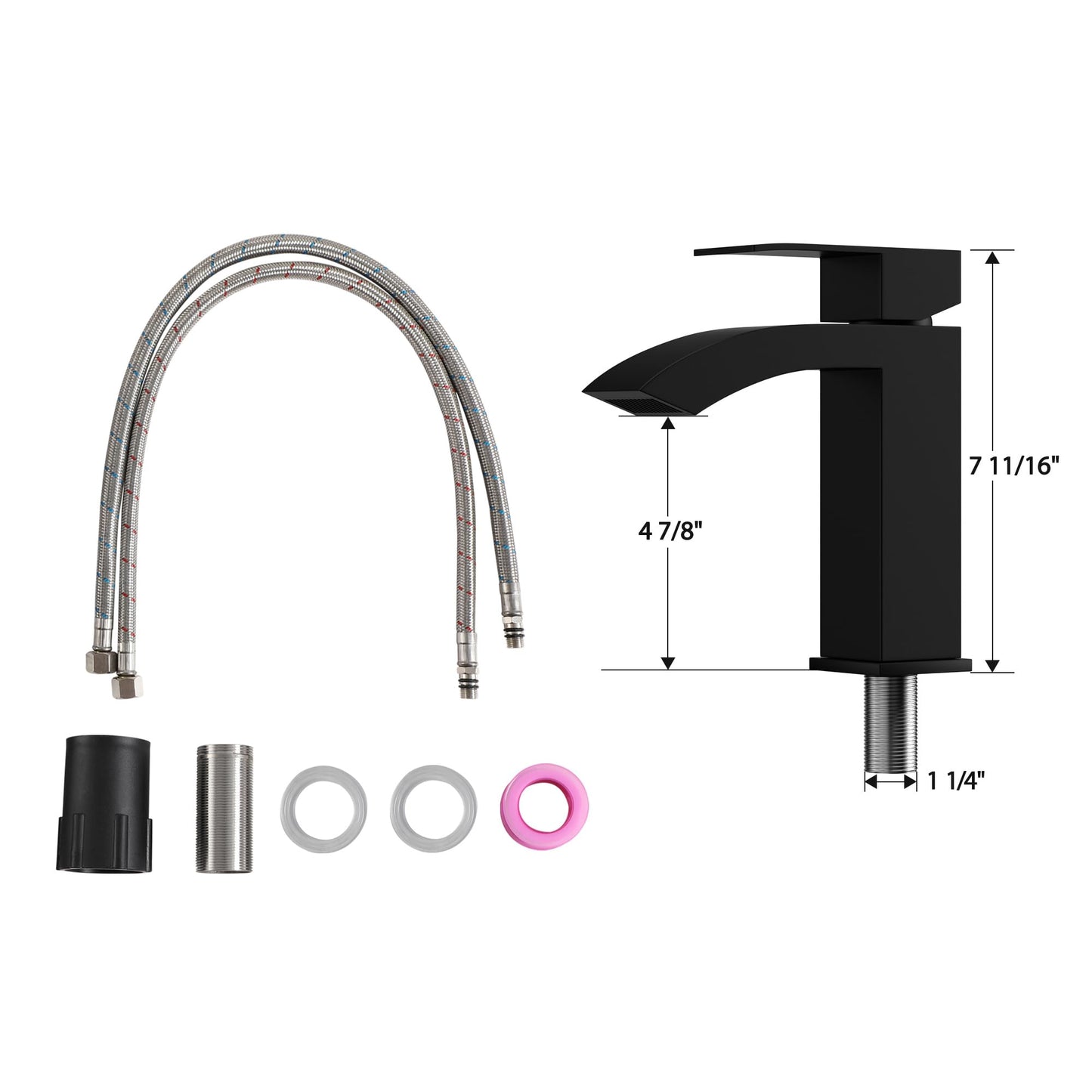 Lofeyo Bathroom Vessel Sink 19''x15'' with Black Faucet and Drain Combo, Rectangular White Ceramic Above Counter Vanity Sink for Modern Bathroom