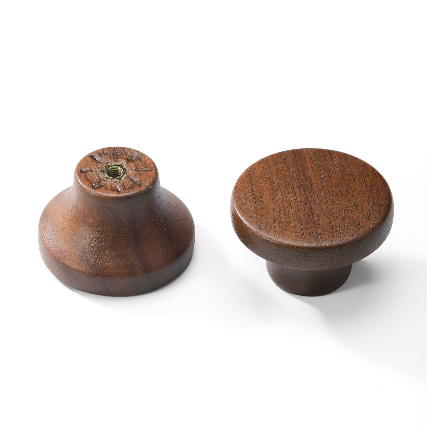 AENZOOY 10 Pack 1.53 Inch (39 mm) Round Walnut Wood Single Hole Drawer Handles, Cabinet Knobs 1 Hole Hardware Handles Decorative Furniture Knobs for Dresser Wardrobes