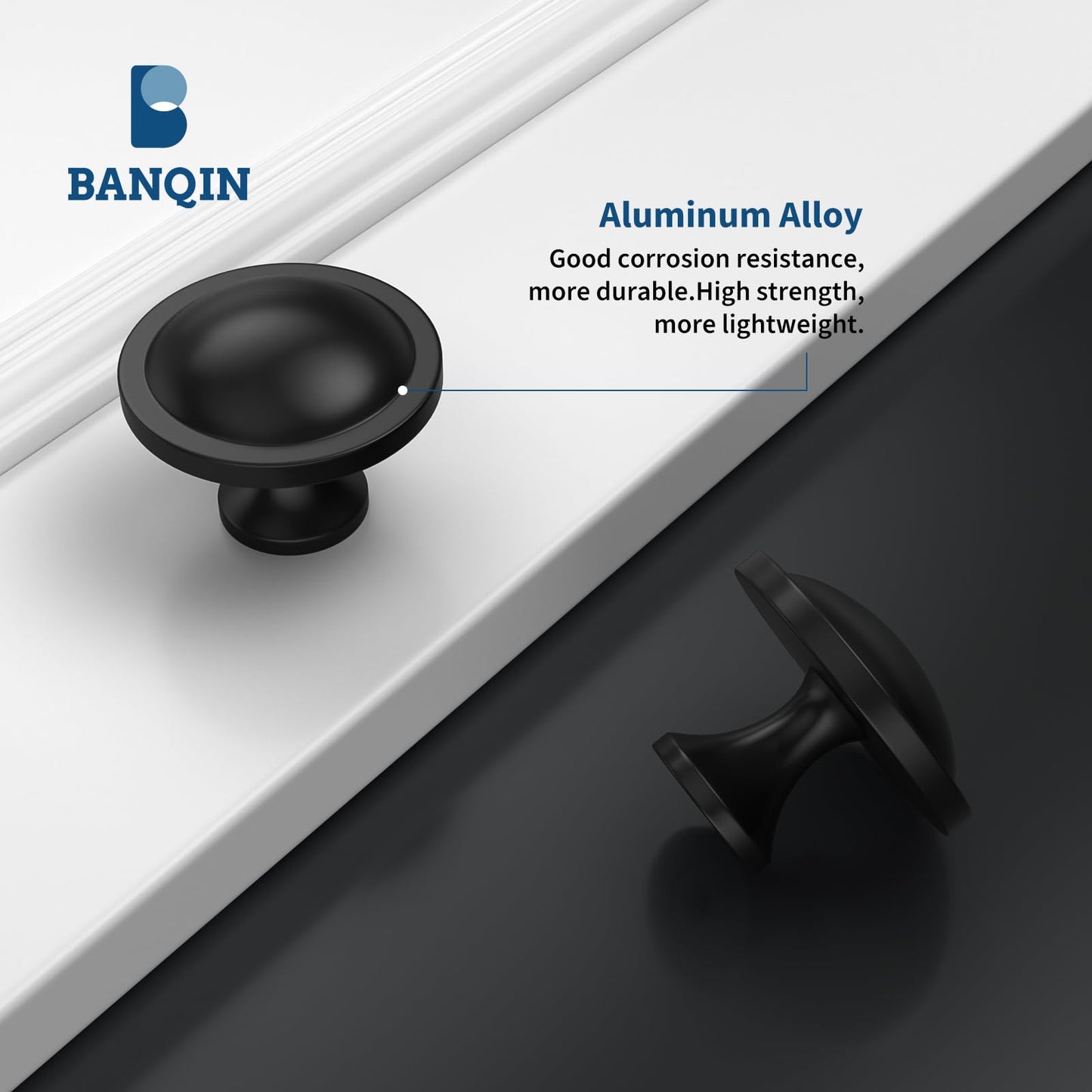 Banqin 40 Pack Cabinet Knobs Black Round Mushroom Hardware Cabinet Knob for Dresser Drawer Diameter 1-1/2 Inch