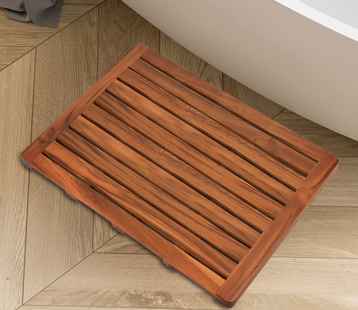 Utoplike (24"x18") Teak Wood Bath Mat, Shower Mats for Bathroom, Large for Spa Home or Outdoor