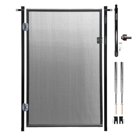 Pool Fence Gate Kit : 4-Foot Black, Self-Closing, Lockable & Ready to Install, Complete DIY Safety Fence Gate