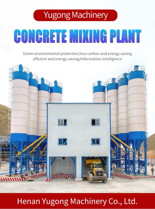 High-Performance Concrete Batching Plant with enclosed powder handling, noise-controlled exhaust and reinforced steel body, ideal for commercial concrete manufacturing and heavy construction