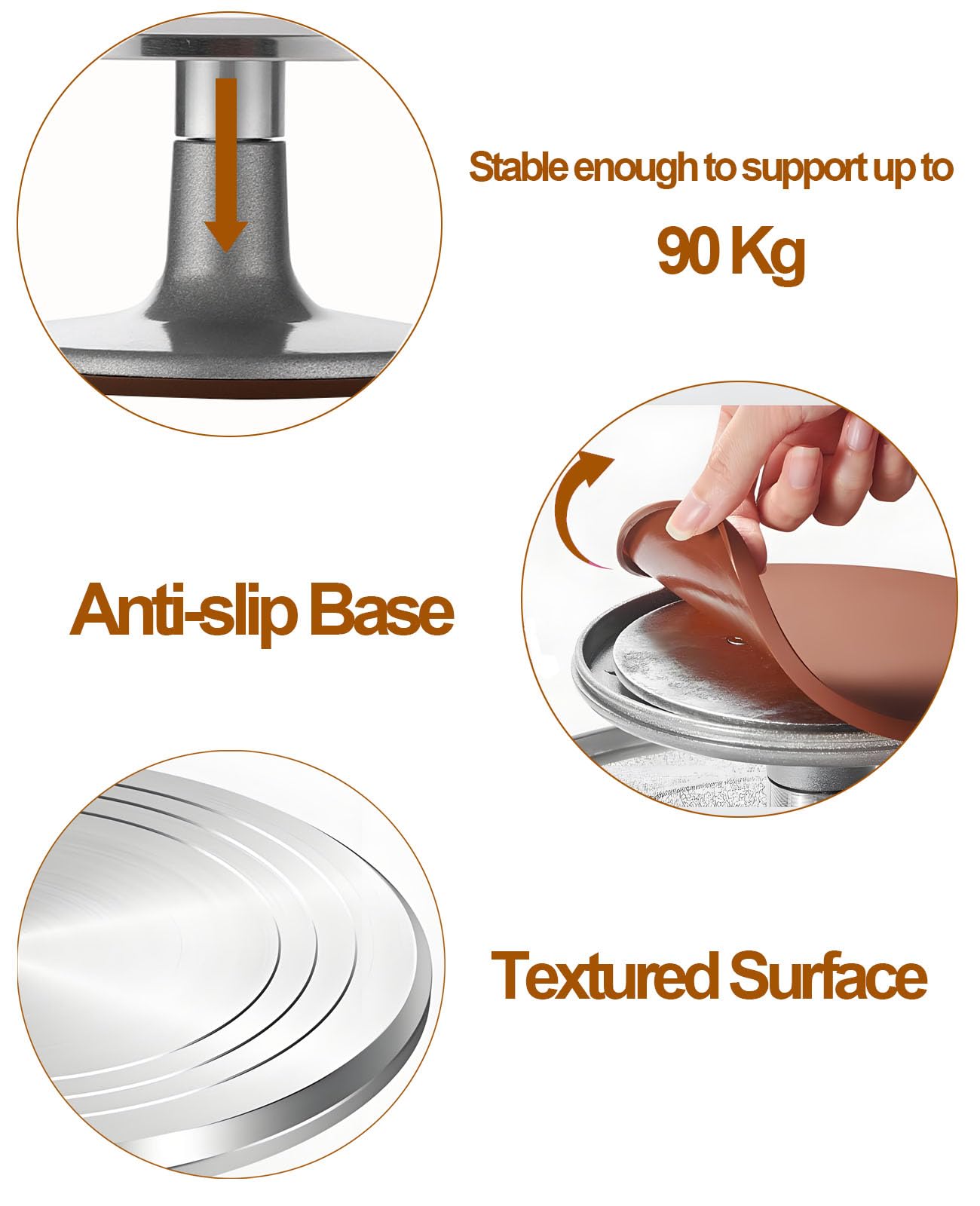 Yizish Cake Turntable Aluminum Alloy, 12 Inch Rotating Cake Stand Decorating Kits with Stainless Steel Icing Spatula (2pcs) and Icing Smoother (3pcs) for Baking, Pastries and Cupcakes