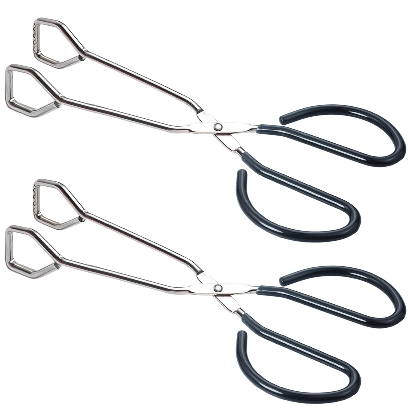 HINMAY 10-Inch Heavy Duty Stainless Steel Kitchen Scissor Tongs, Set of 2