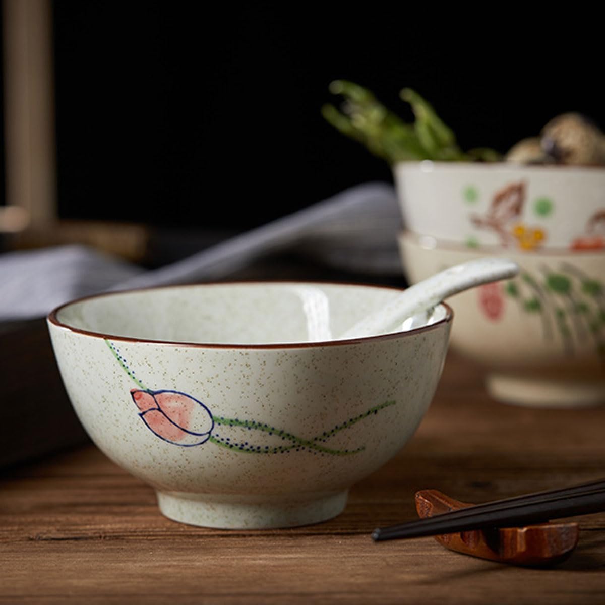 Cereal Bowls Set of 6，10 Oz Ceramic Soup Bowls,4.5 inch Color Kitchen Bowl for Cereal, Salad, Soup, Dessert, or Snacks (6-piece set)