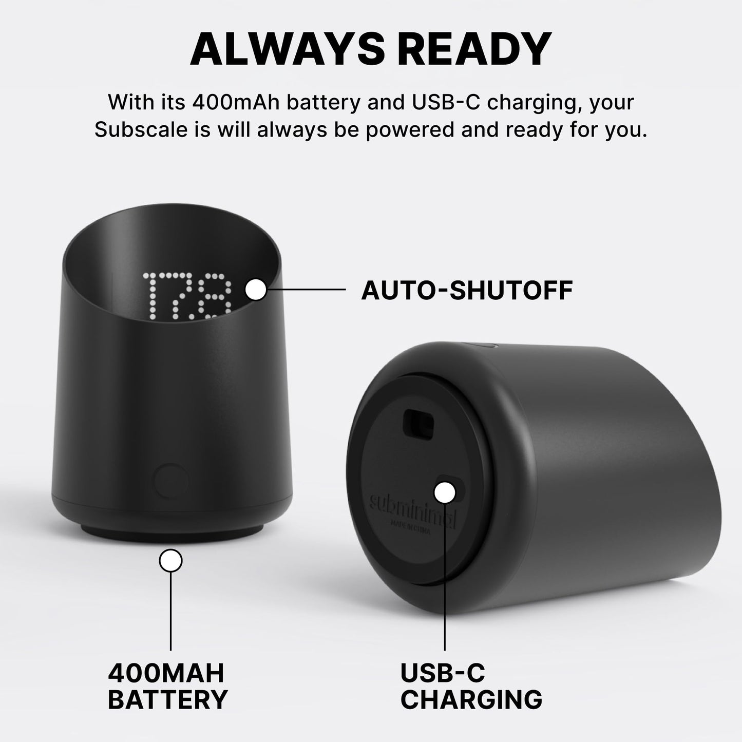 Subminimal Subscale Digital Dosing Cup with LED Display – Sleek & Precise Scale - Dosing & Brewing Accessories, Measures Coffee Grounds for Espresso - Black