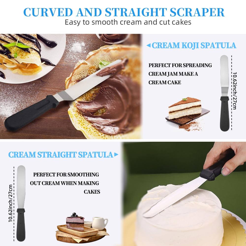 79PCS Cake Decorating Kit with Revolving Cake stand Turntable,Piping Bags and Tips Set for Cake Decorating,Cake Baking Supplies for Beginners Cake Tools Set with Icing Scrapers Spatulas