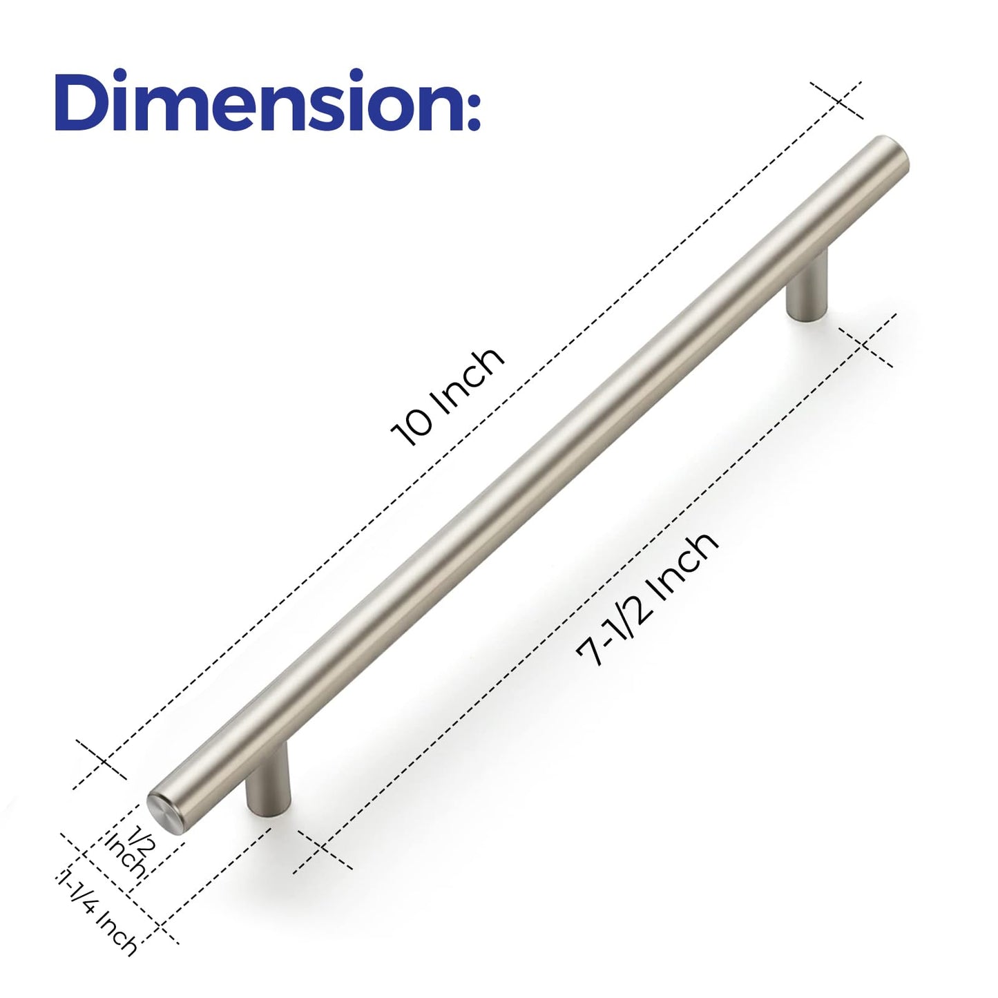 Ravinte 10 Pack 10 Inch Cabinet Handles Brushed Nickel Stainless Steel Cabinet Handles Kitchen Cupboard Pulls 7-1/2" Hole Center