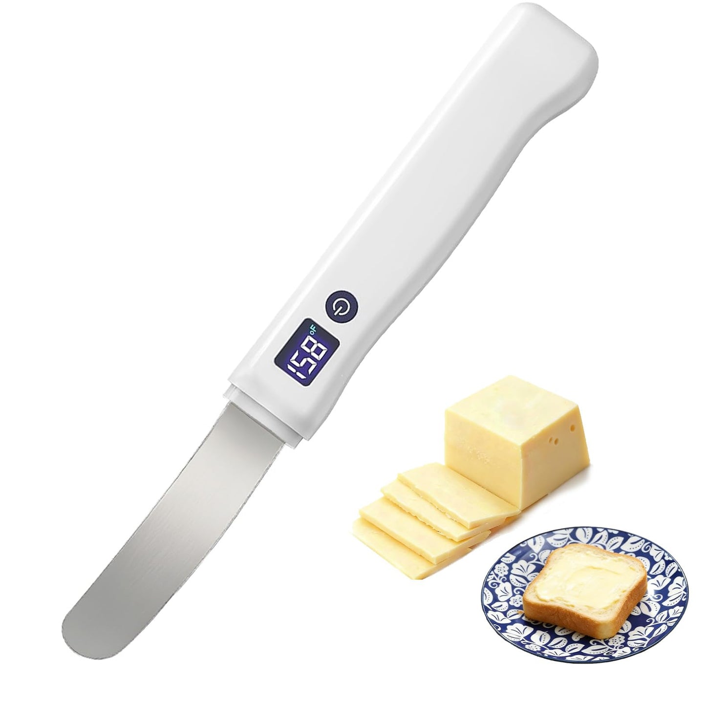 TinkerNest Electric Heated Butter Knife – 2 Heat Settings (131°F/158°F) & Smart LED Display, Rechargeable USB Warming Knife for Hard Butter, Cheese, Peanut Butter, Ice Cream, Honey – Easy Spread