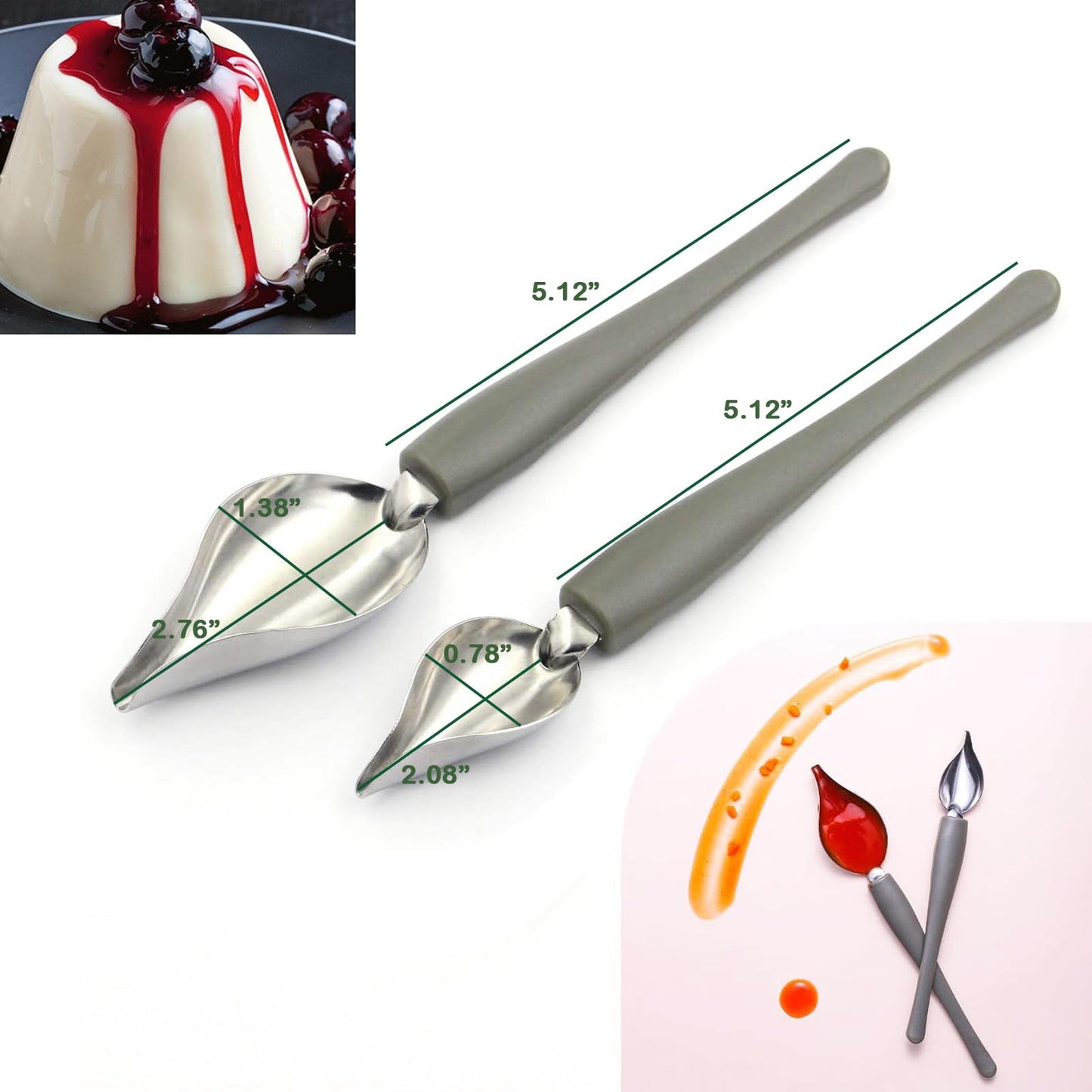 6 Candy Dipping Tools Chocolate Dipping Fork Spoons Set 2 Culinary Drawing Decorating Spoon Set,Stainless Steel Kitchen Cooking Tweezers Tongs Icing Spatula for Decorative Plates Making Desserts