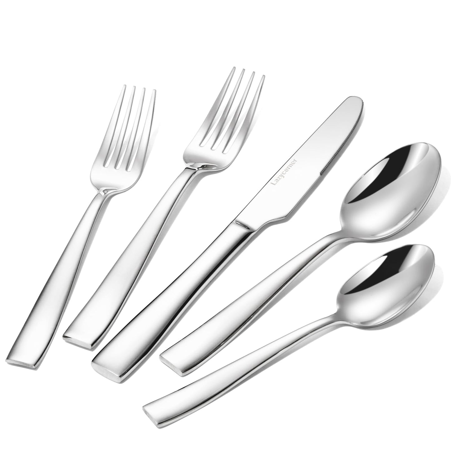 Lazycorner Silverware Set for 6, 18/10 Stainless Steel Flatware Set, 30-Piece Mirror Polished Modern Cutlery Set include Fork Knife Spoon Set(Dishwasher Safe)