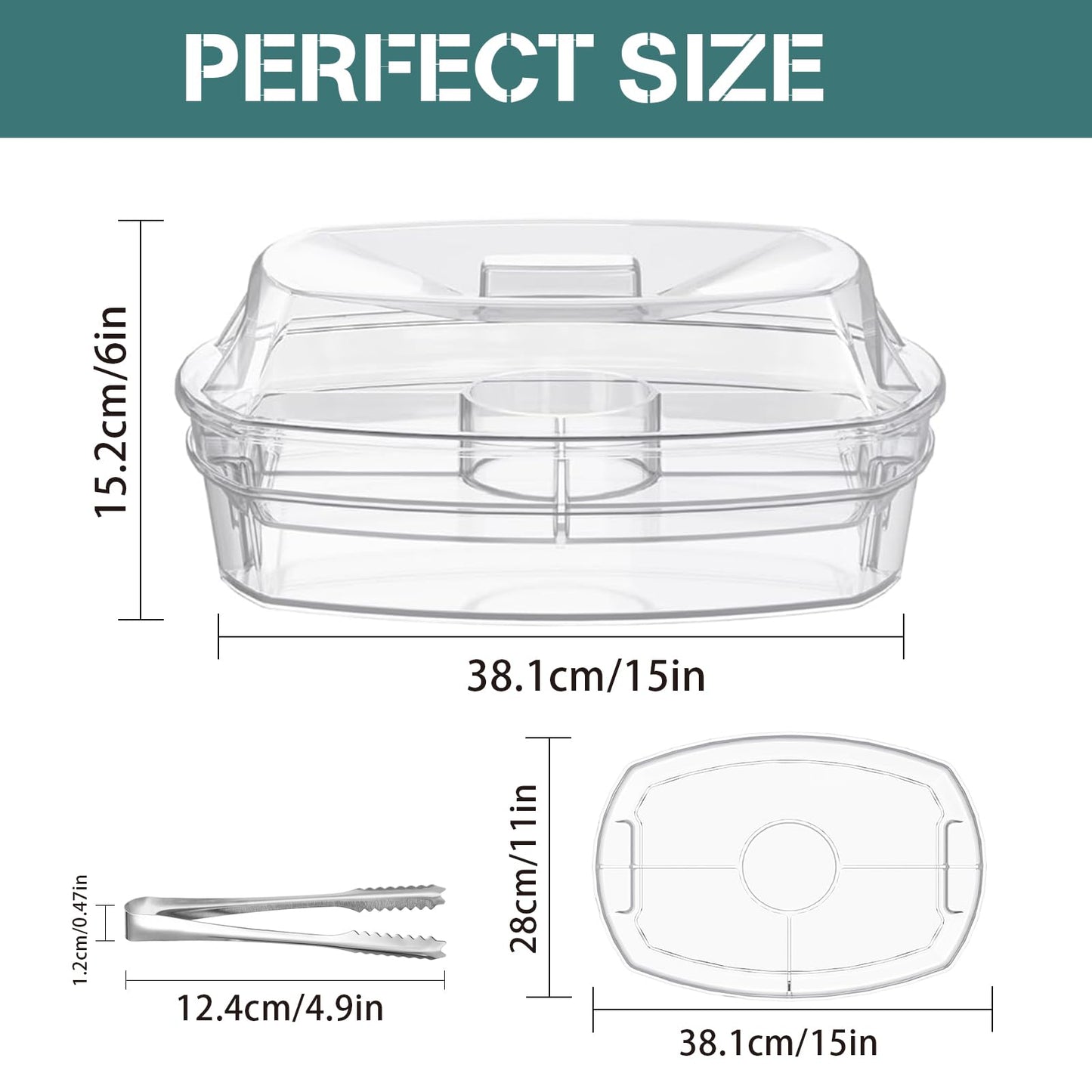 Chilled Serving Platters,Chilled Veggie Tray with Lid,Ice Serving Platters and Trays Cold Travel,Fruit Ice Serving Tray,Appetizer Fruit Snack Tray Keeps Food Cool