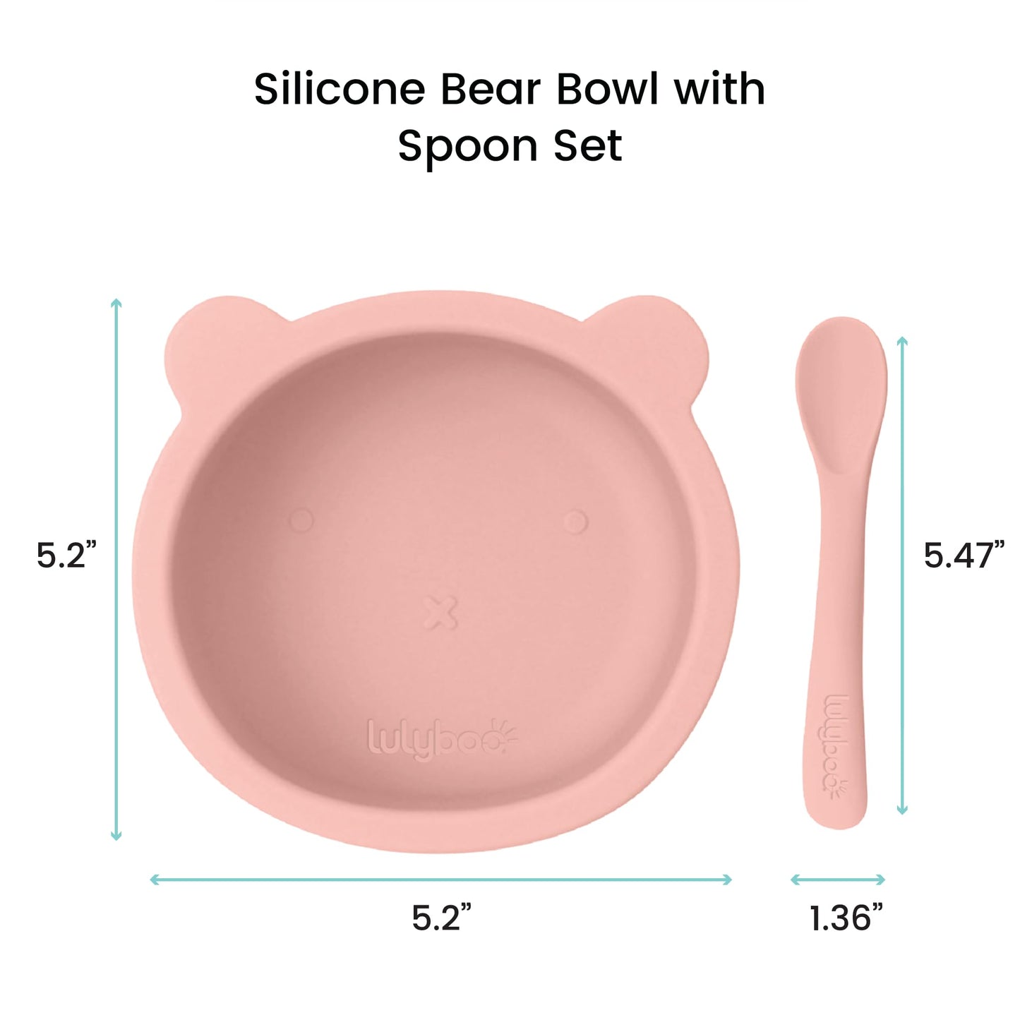 Lulyboo Silicone Bear Suction Bowl & Spoon Set for Babies & Toddlers - Food-Grade Silicone, Non-Spill Anti-Slip Base, Soft Gumming Spoon, Durable & Dishwasher Safe, Ideal for Self-Feeding
