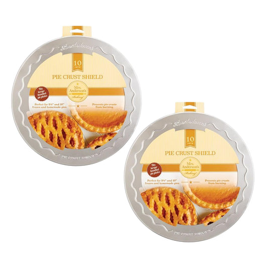 Mrs. Anderson's Baking Pie Crust Protector Shield, Set Of 2, Fits 9.5-Inch And 10-Inch Pie Plates, Prevents Over-Browning And Spills