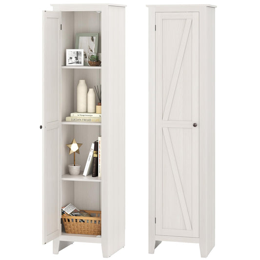 Giantex 72-Inches Narrow Storage Cabinet, Tall Bathroom Floor Cabinet with 4 Shelves, Barn Door, Anti-tilt Device, Raised Feet, Slim Storage Unit for Small Spaces, Living Room, Home Office, Kitchen