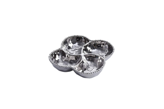 Pampa Bay Verona Porcelain 4-Section Bowl, Silver