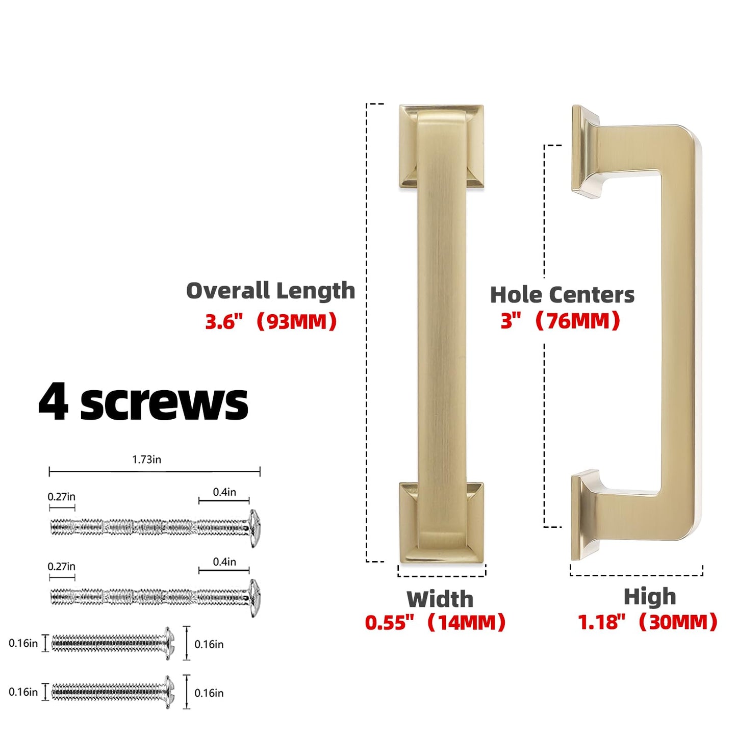 GIYURO 10 Pack Champagne Bronze Cabinet Pulls 3 Inch(76mm) Kitchen Cabinet Handles Cabinet Hardware for Drawer Pulls
