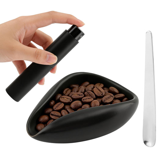 2 Pcs Coffee Bean Dosing Cup (25g) with Spray Bottle Set, Ceramic Espresso Tools for Precise Measuring & Static Control, Perfect for Home & Cafe Use