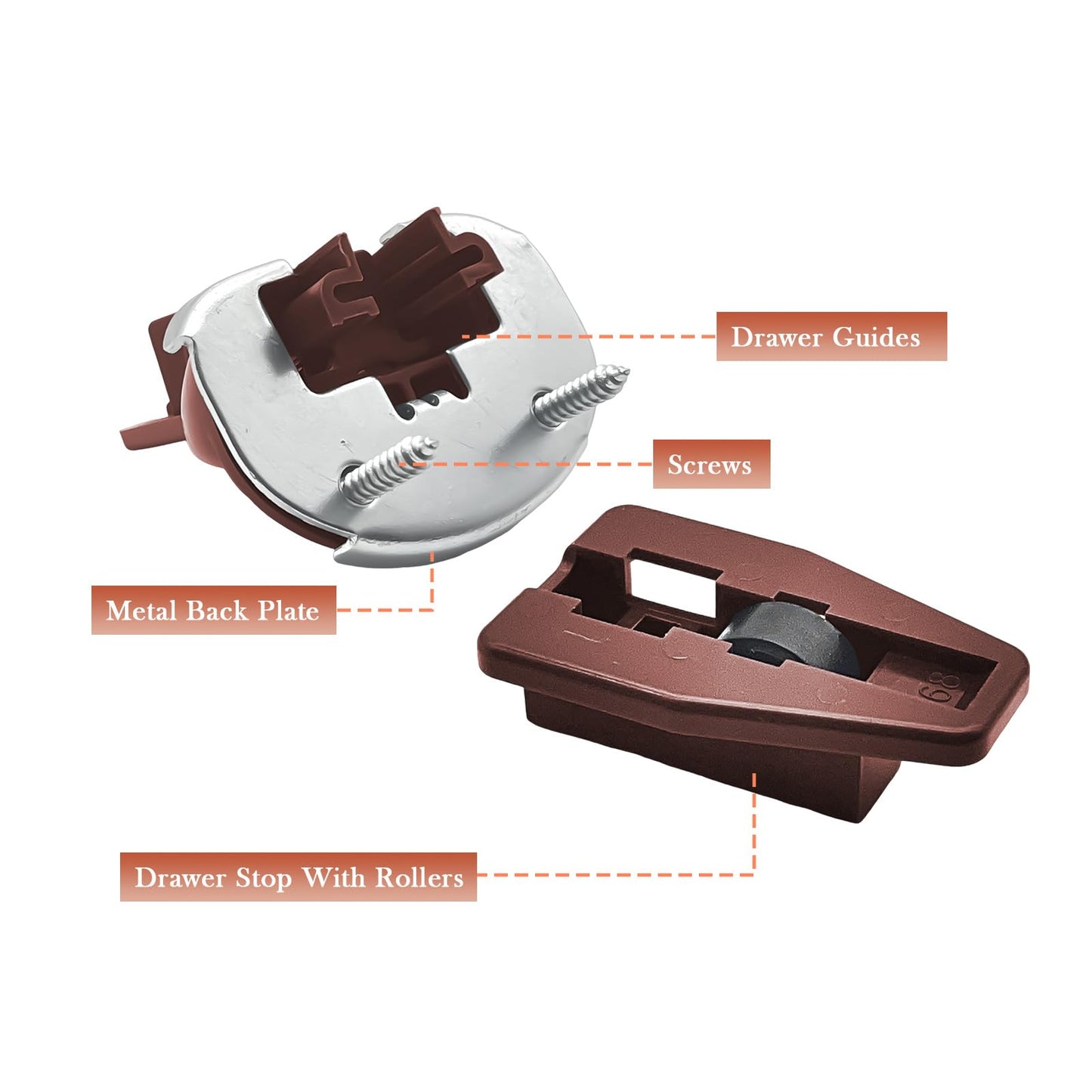 Drawer Track Slides Replacement Kit For kenlin Rite-Trak II 168 Rail Guide - 5 Sets Rite Track Drawer Parts - UNIVERSAL Dresser Drawer Slides Parts - Drawer Guide Track Parts Fit Various Manufacturers