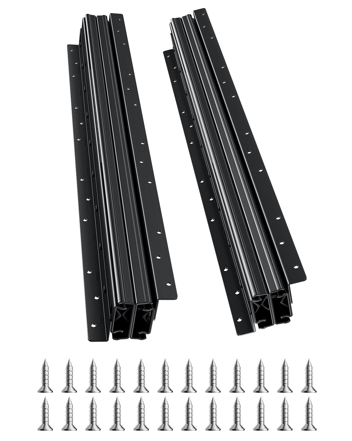 VEVOR Undermount Heavy Duty Drawer Slides, 16 24 32 40 Inch 260 lb Load Capacity Full Extension Ball Bearing Under Stair Cabinet Rails, Bottom Stair Cabinet Glides Track Runners(24inch, Black)