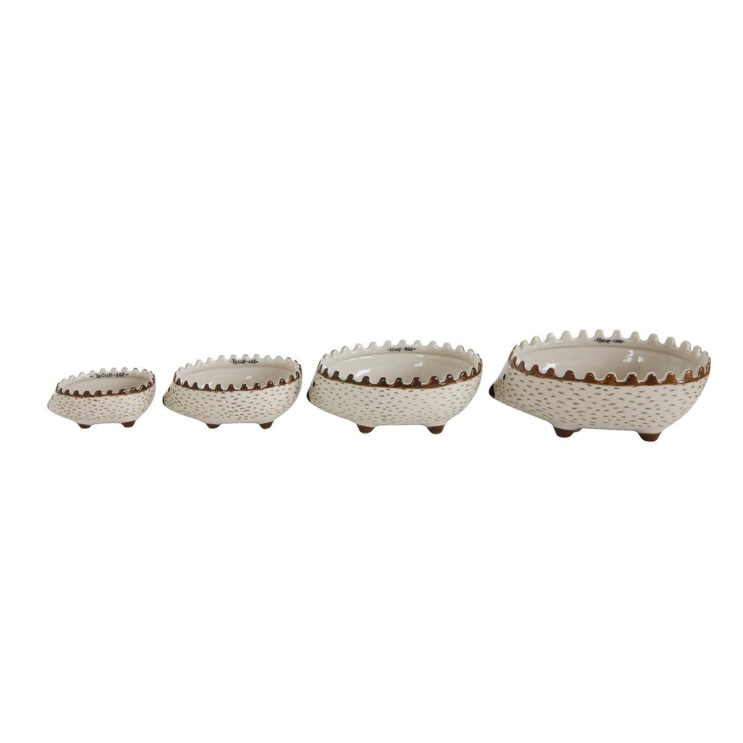 Creative Co-Op Hand Painted Stoneware Hedgehog Measuring Cups (Set of 4 Sizes)