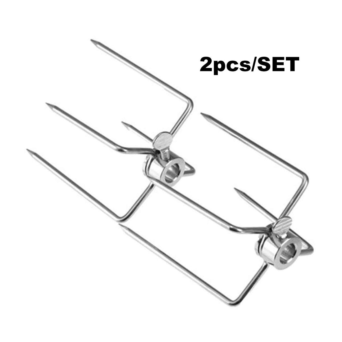 Kosmosta Stainless Steel Rotisserie Meat Forks BBQ Grill Rotisserie Spit Meat Forks Replacement 4-Prong-Fits for 5/16" Square rotisserie spit rods