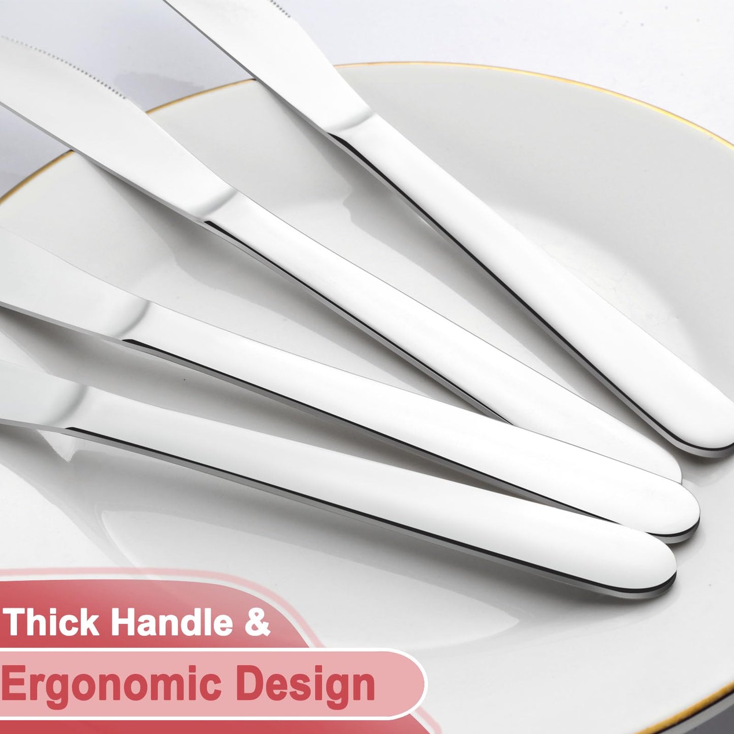 Pleafind 36-Pcs Dinner Knives, 9.1 Inch Stainless Steel Dinner Knife, Sturdy Butter Spreader Knife, Silverware Cutlery Table Knives for Home, Restaurant, Kitchen, Mirror Polished and Dishwasher Safe