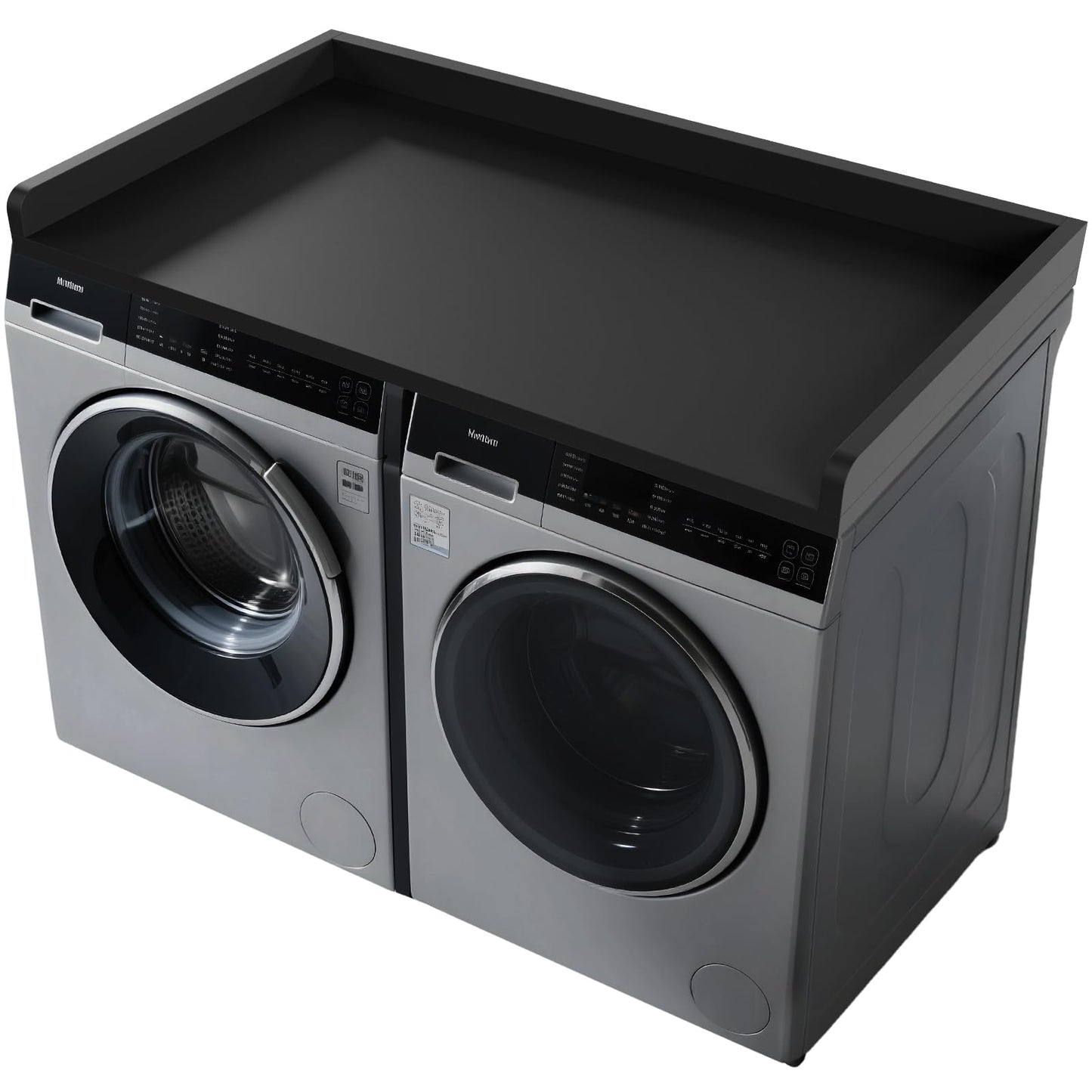 FAHKNS Washer Dryer Countertop - 54" Wood Laundry Washer Dryer Topper with Anti-Slip Mat, Waterproof Laundry Room Organization, Elegant & Space-Saving, Black