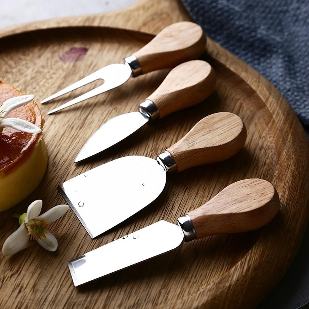 HSHQING Heart Shaped Acacia Wood Cheese Board with 4 Piece Cheese Knife Set, St. Patrick's Day Green Clover Resin Inlay Appetizer Plates Charcuterie Serving Tray for Wine and Cheese Parties