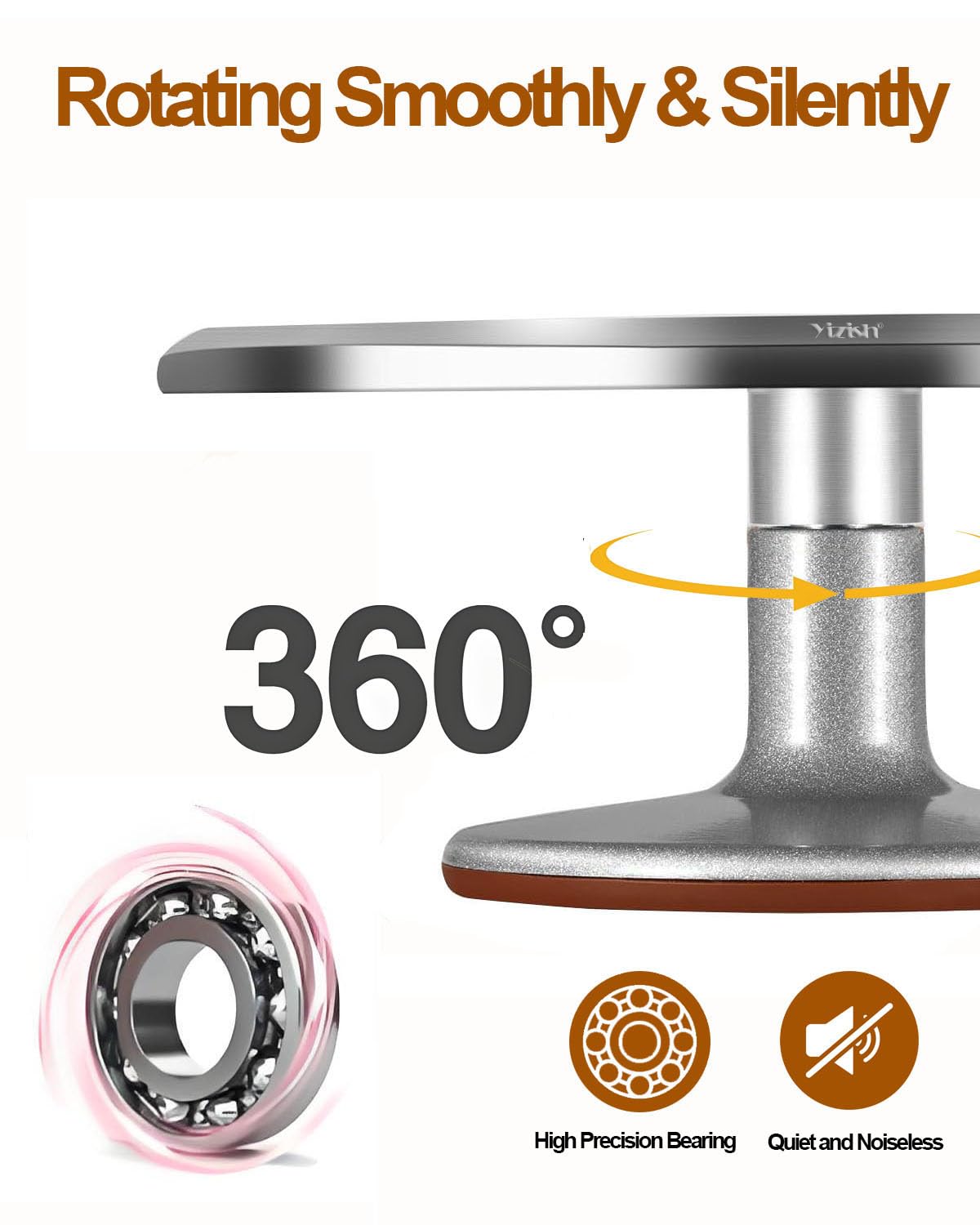 Cake Turntable Aluminum Alloy Revolving, Yizish 12 inch Rotating Cake Stand Decorating Kits for Baking, Pastries and Cupcakes