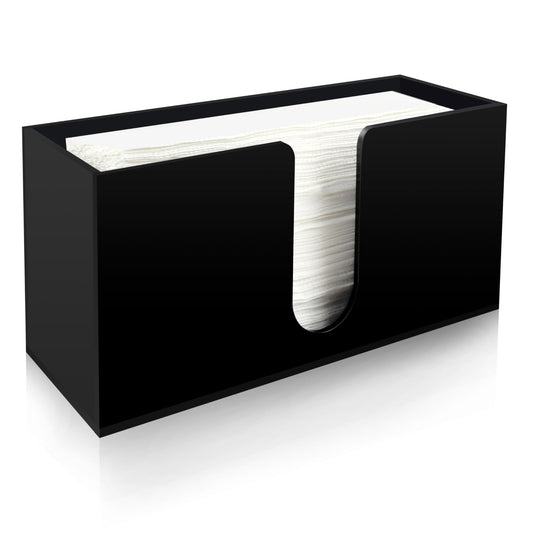 Paper Towel Holder for Countertop, Black Acrylic Napkin Dispenser – Fits Multifold, C-Fold & Z-Fold Trifold Towels, Durable 5mm Thick for Bathroom, Kitchen, Restaurant & Toilet (1pcs)