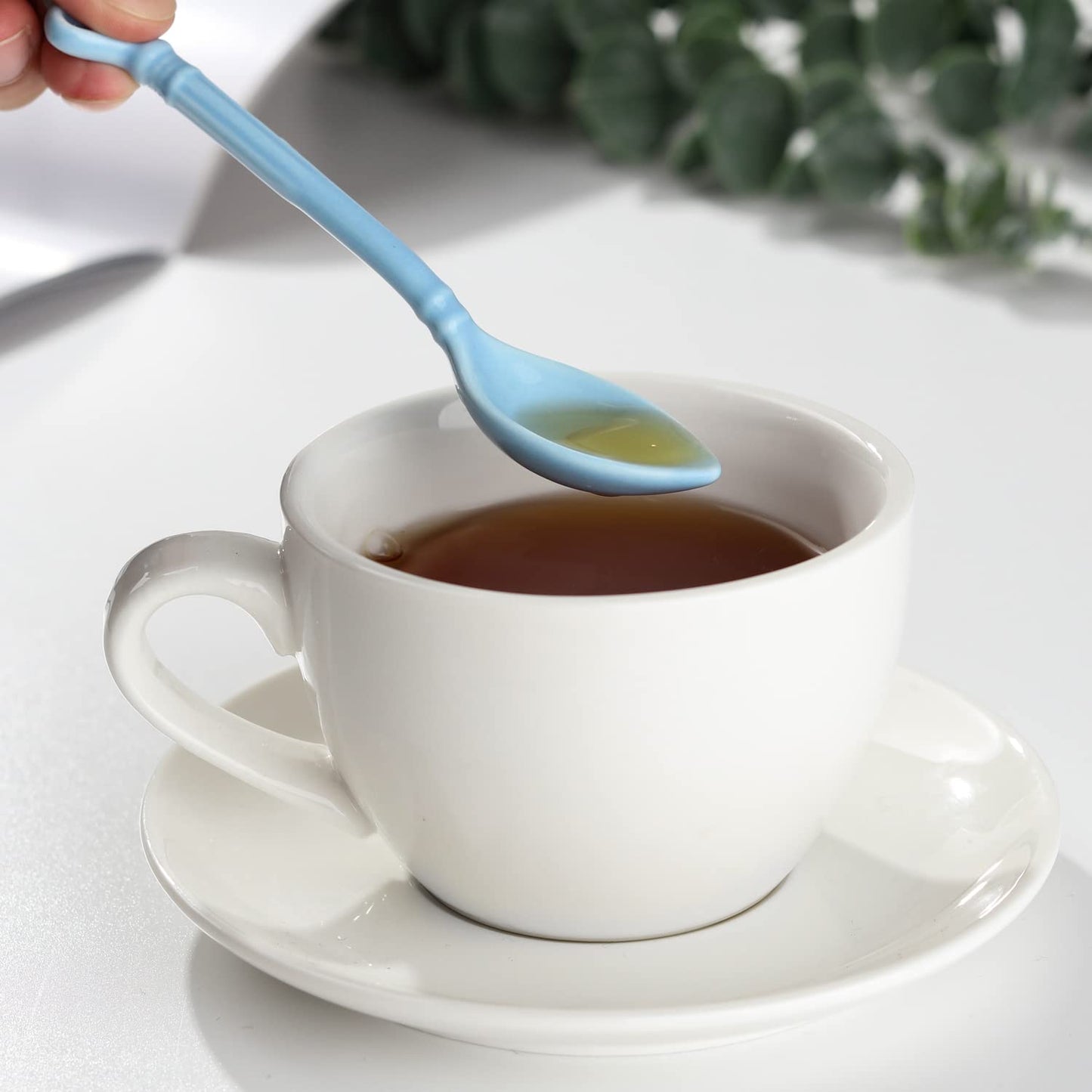 Ceramic Espresso Demitasse Spoons Set of 6 for Coffee, Dessert, Tea, Ice Cream
