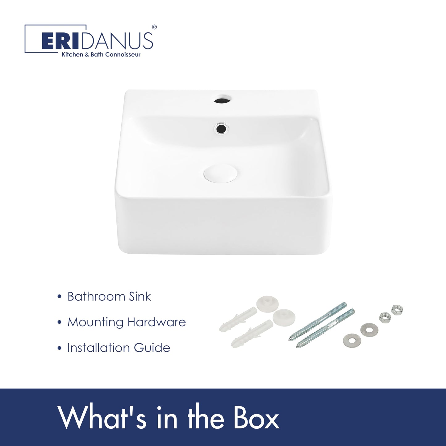 24" x 16.5" Bathroom Sink Vessel Rectangle, Eridanus Hang Wall Mount Sinks Countertop Vanity Floating Trough Washbasin, Ceramic Porcelain Modern White Art Basin Bowl with Overflow
