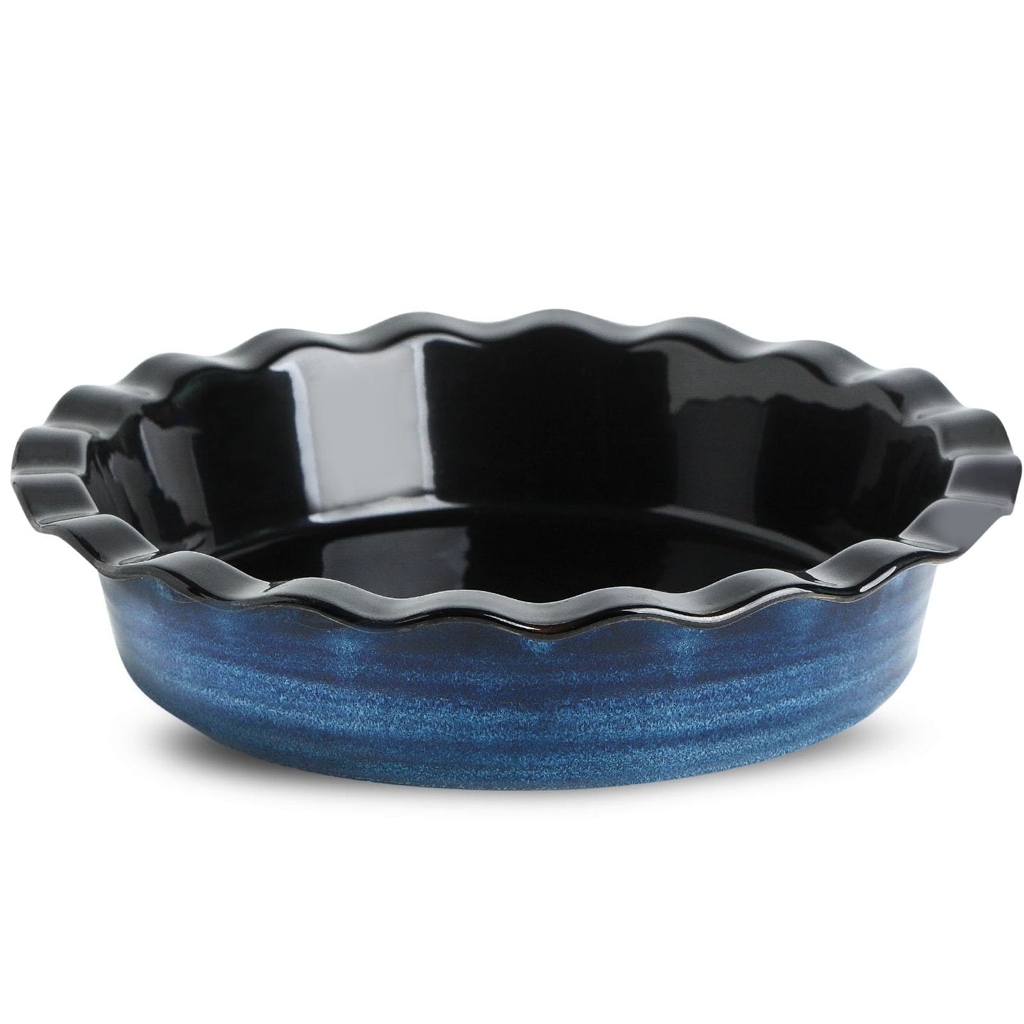 Hasense Ceramic Pie Pan for Baking 9 inch, Quiche Baking Dish for Oven, Round Nonstick Pie Plates for Apple Pie, Tart, and Quiche, Microwave & Oven Safe, Modern Blue Design