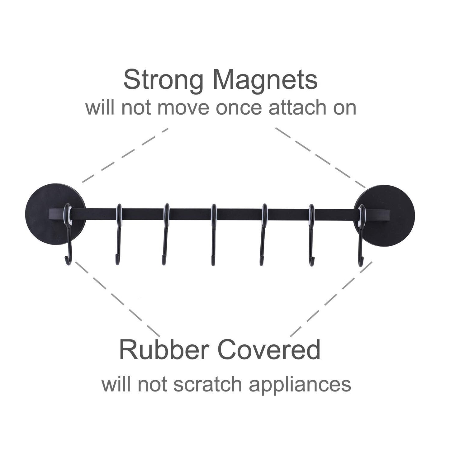 LEVOSHUA 7 Hooks Magnetic Utensil Holder Untensil Rack Tool Hanger Organizer for Refrigerator, Metal Cabinet, Metal Stove, Grill, BBQ
