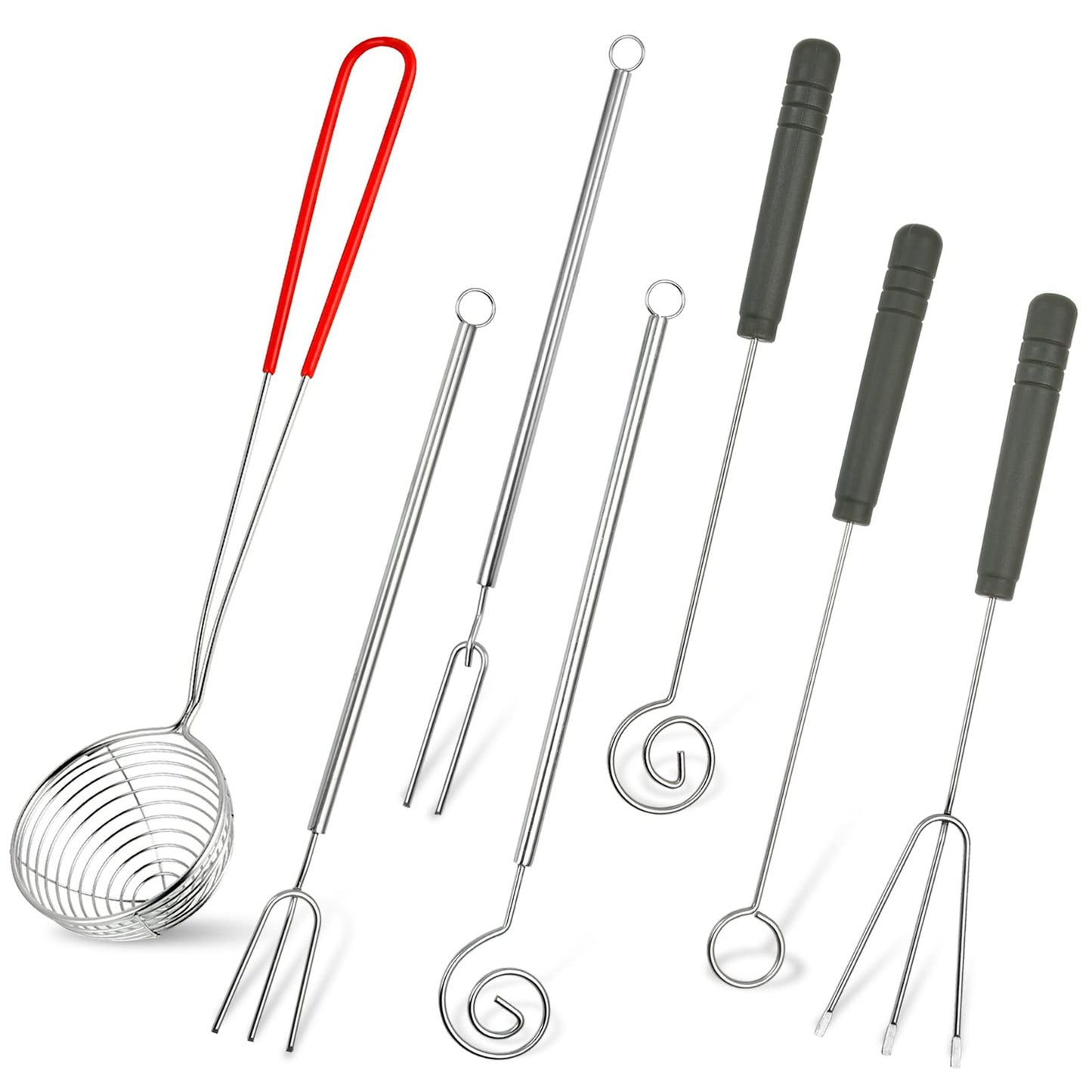 Elesunory 7 Pieces Candy Dipping Tools Chocolate Dipping Fork Spoons Set, Stainless Steel Candy Making Supplies for Decorative Plates, Including 1 pcs Slotted Spoon and 6 pcs Fondue Forks