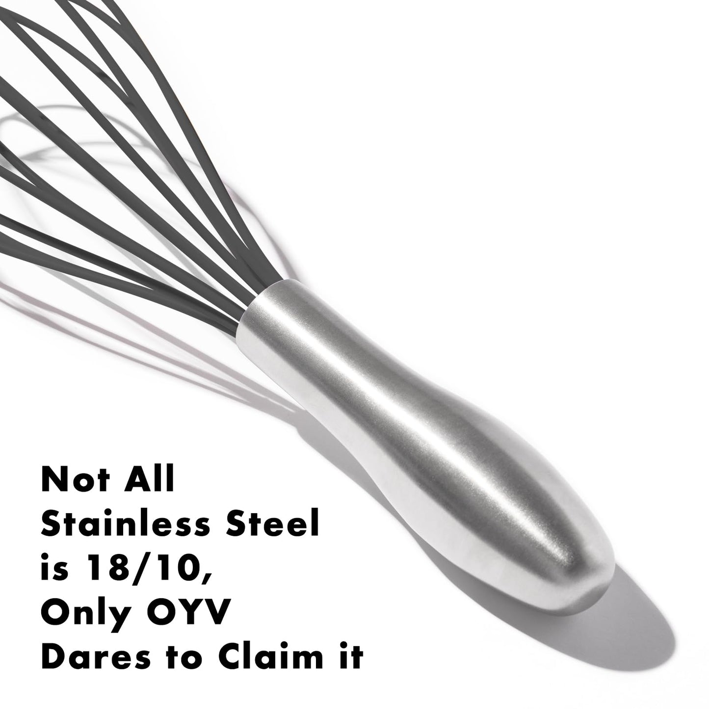 OYV 10-Inch Black Silicone Whisk, Heat Resistant 480°F Kitchen Whisk with Stainless Steel Ergonomic Handle, Non-Scratch for Nonstick Cookware, Dishwasher Safe, Perfect for Blending, Cooking & Beating