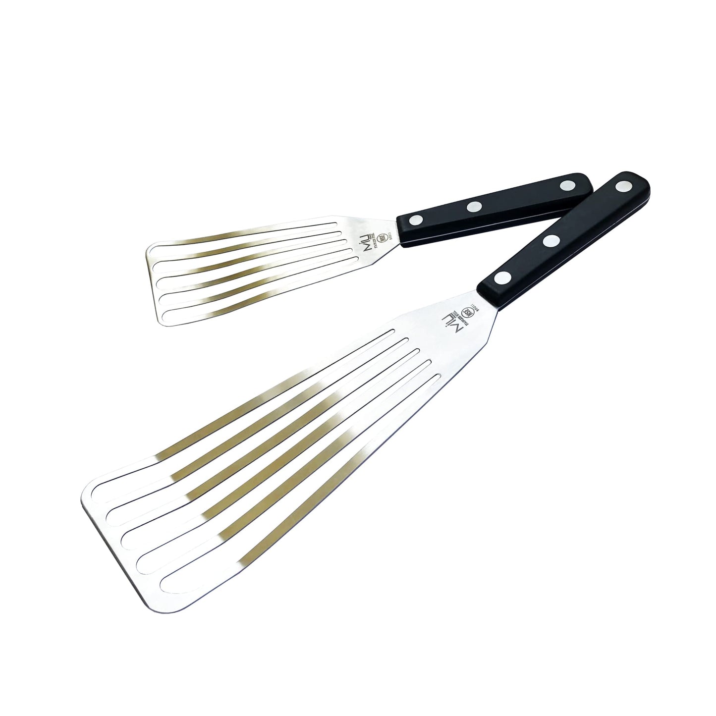 WALLFARM Fish Spatula 2pc Set - Pro-Grade Slotted Kitchen Turner - Stainless Steel - Long, Thin Metal Spatula for Flipping Delicate Foods, Fish, Eggs, Veggies, Grilling, Frying, Griddle - 11" & 13.78"