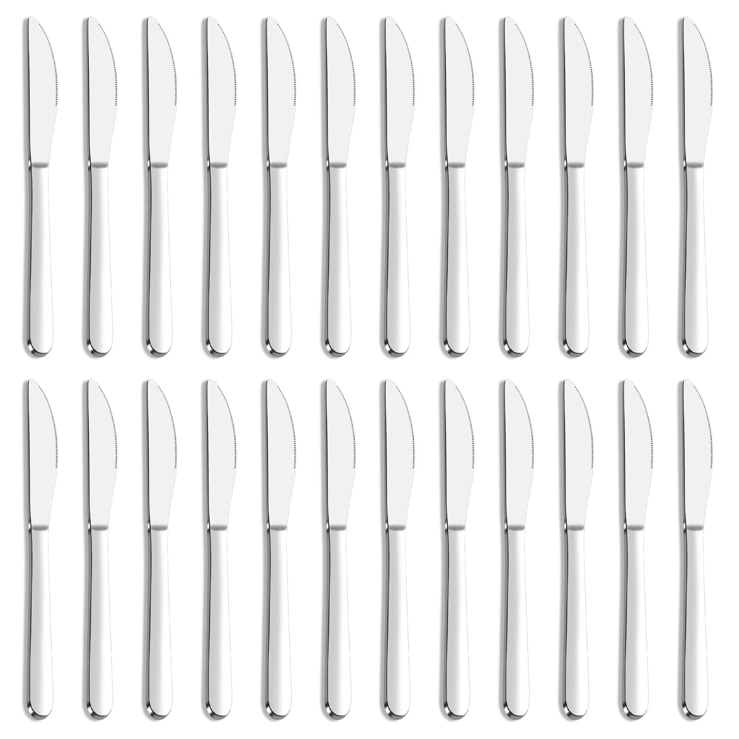 Gymdin 24 Pieces Knives Set - 9 Inches Dinner Knives, Butter Knife, Food Grade Stainless Steel Table Knife Set, Dishwasher Safe & Mirror Polished, Knife Silverware for Home/Restaurant/Kitchen