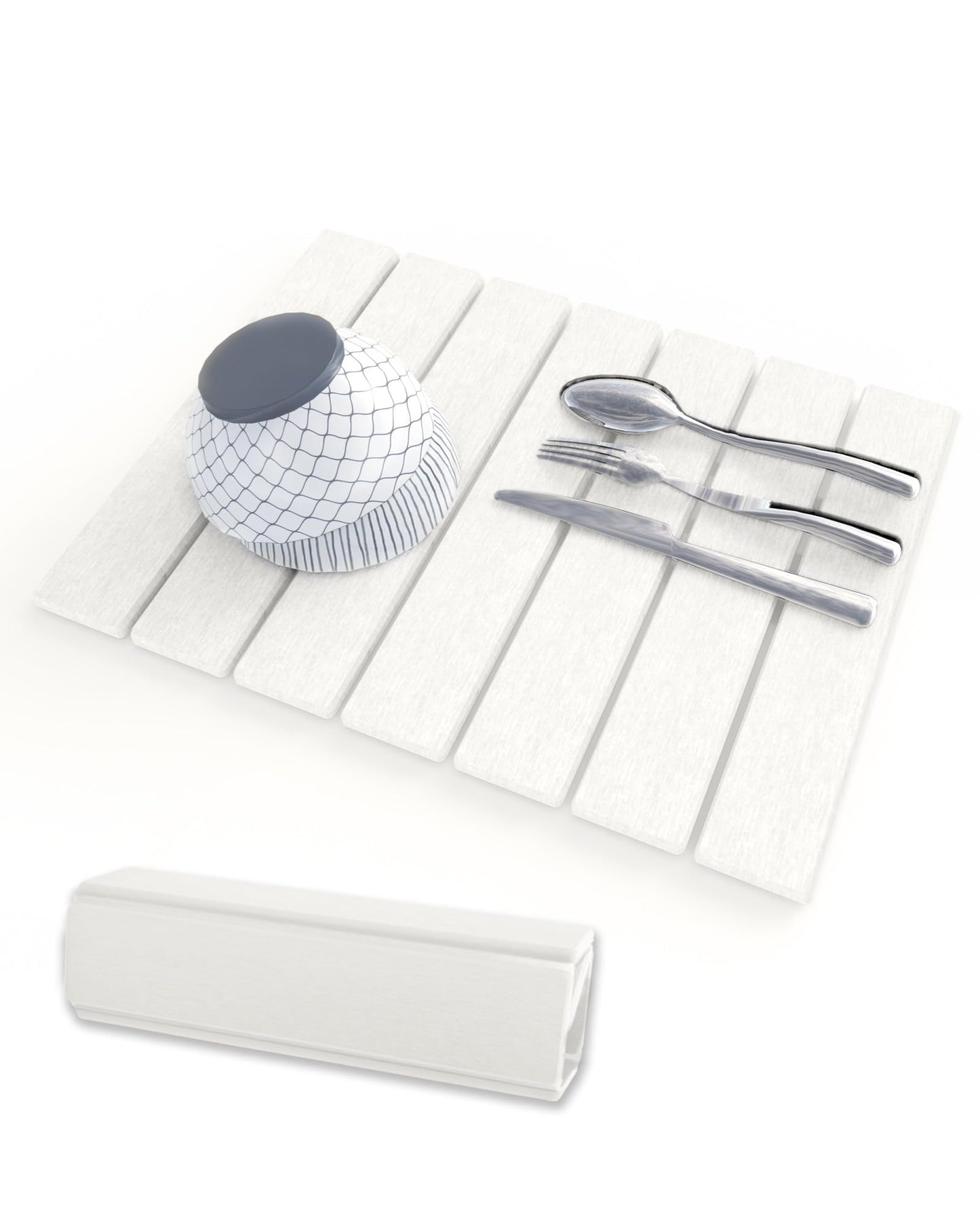 WBahatii Stone Drying Mat for Kitchen Counter, 16"×12" Heat-resistant Mat, Collapsible and Super Absorbent Dish Drying Stone Mat, Diatomaceous Earth Mats for Dishes Bottles Cups, White