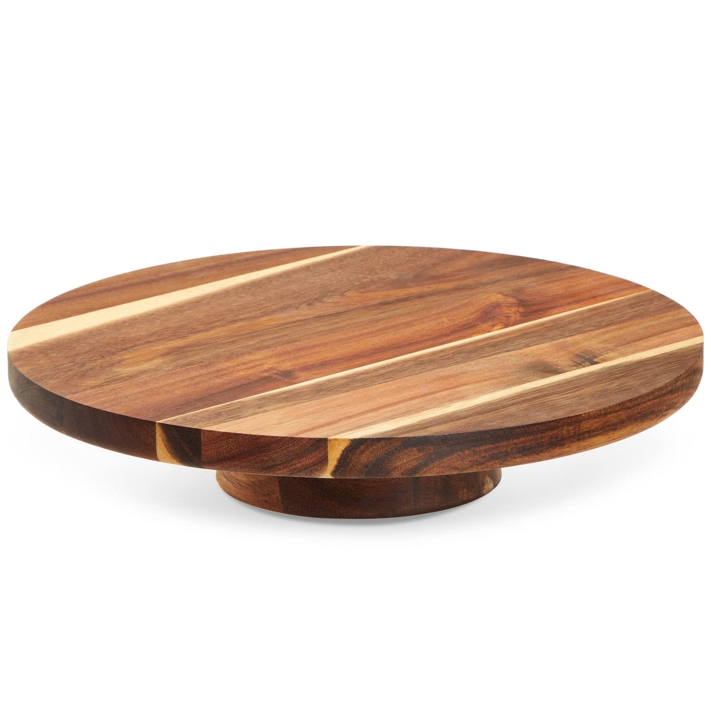 Juvale Acacia Wood Cake Stand - Wedding Cake Stand & Serving Platter - Rustic Round Wood Dessert Display - Easy-Clean Low-Profile Wooden Serving Base - 12.75 in Dia, 2.75 in H