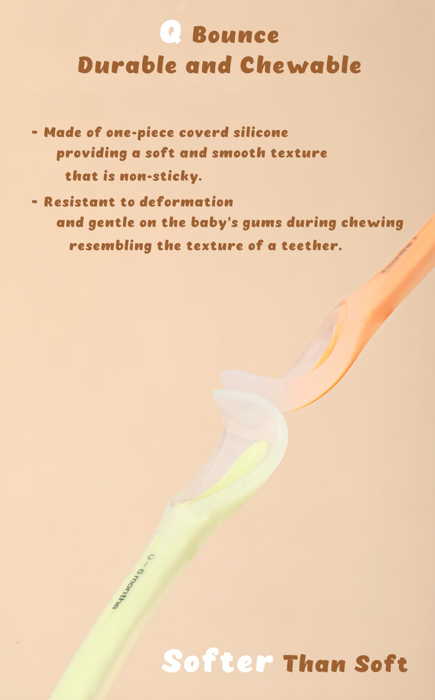 Aurrea Baby Spoons 2-Pack | Soft Silicone First Stage Feeding Spoon Set with Travel Case | Stage-Based Design for 0-6m & 6m+ | BPA-Free, Gum-Friendly for Infant & Toddler | Lime + Peach