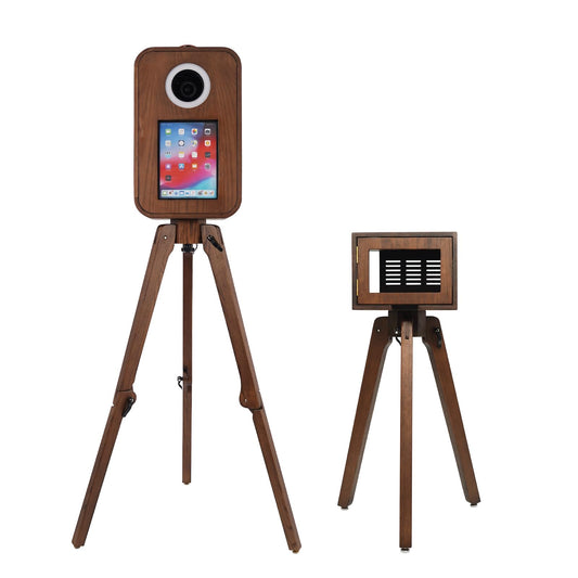DOEL Photo Booth Machine, Vintage Red Oak Wooden Photo Booth for 12.9" iPad Pro, Printer Stand Included, Portable Photo Booth Design for Weddings, Parties, Halloween, and Events