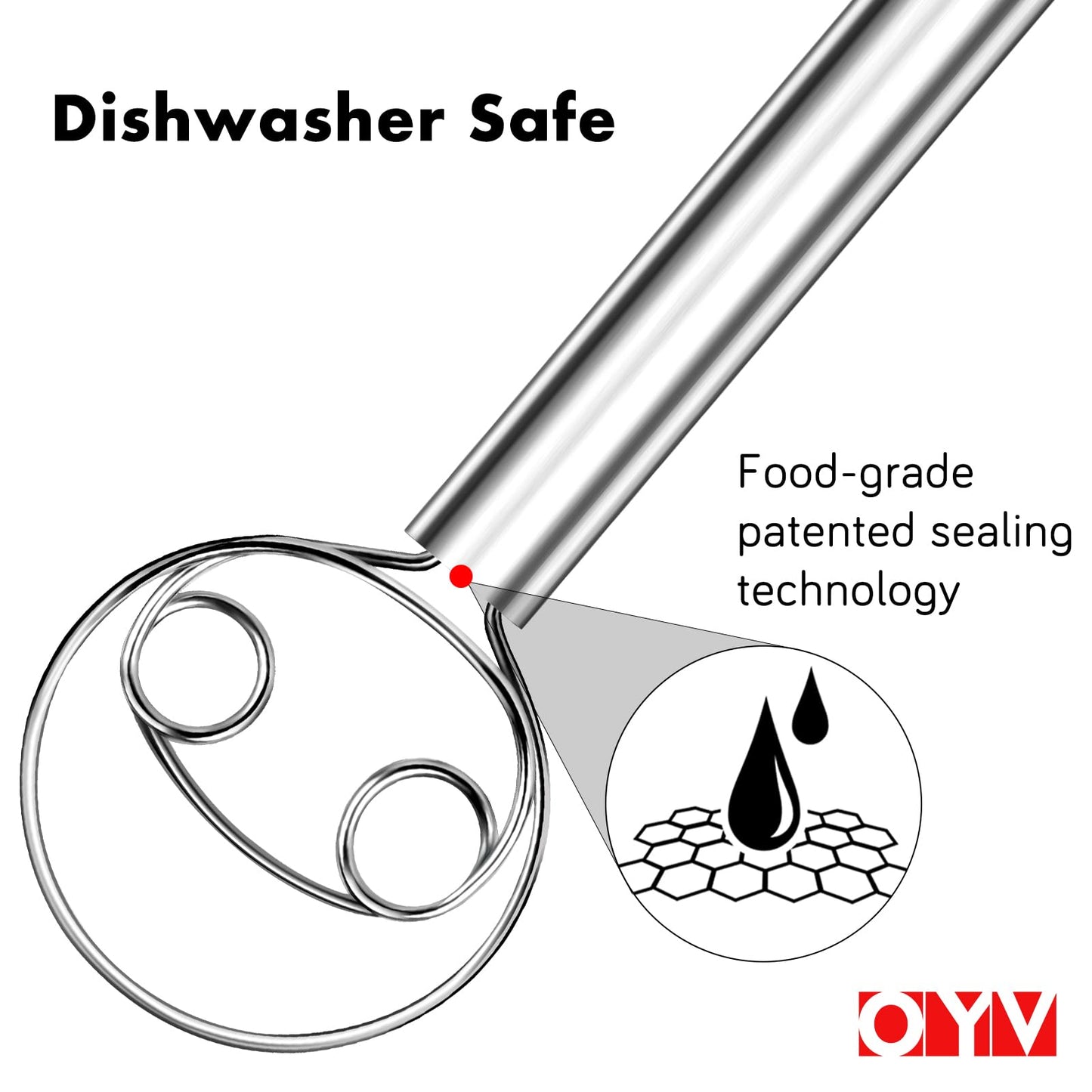 OYV 304 stainless steel dough whisk, Dishwasher Safe Danish Dough Whisk, Dutch Bread Whisk for Sourdough, Pizza, Pastry, Cake Batter, 12-inch sourdough tools