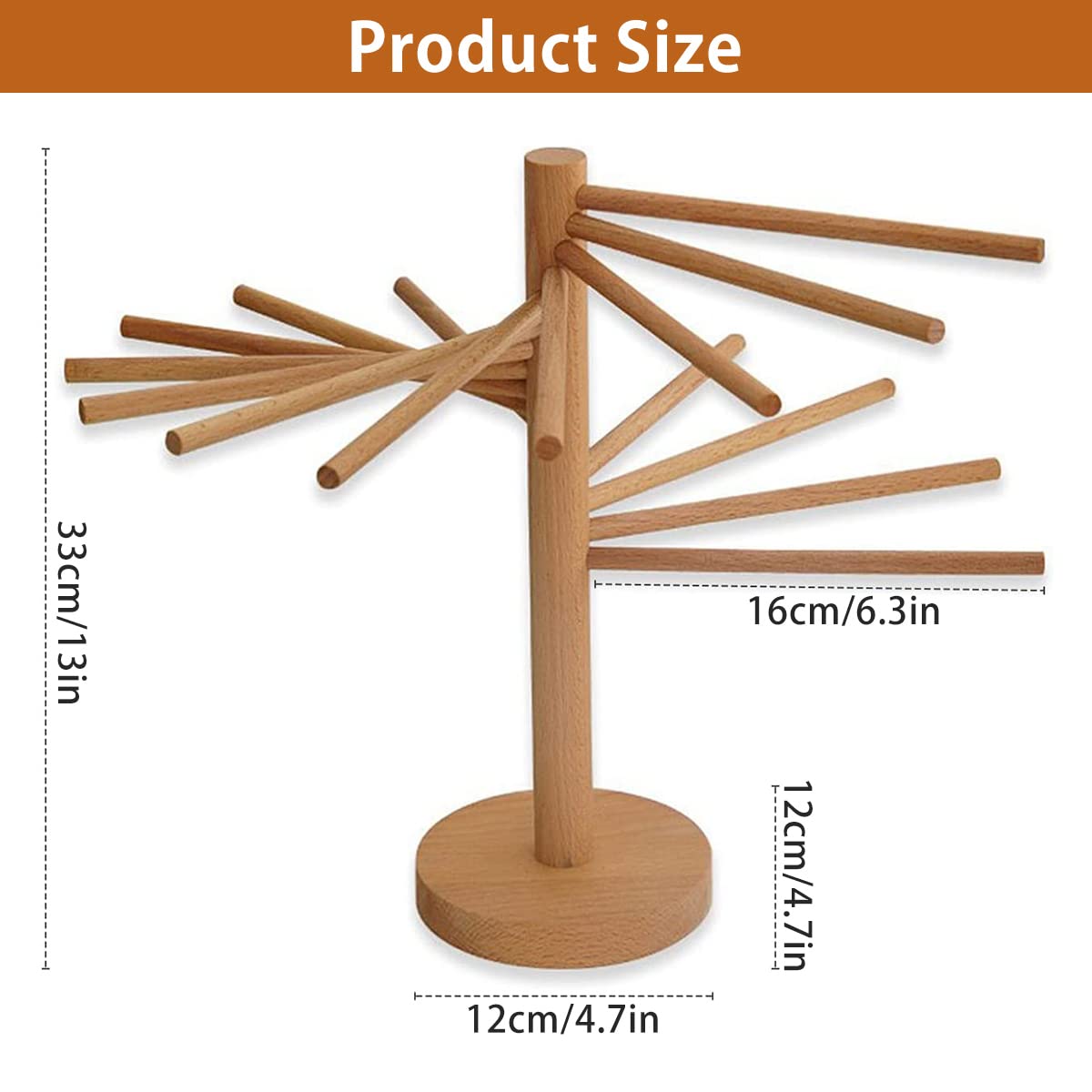Pasta Drying Rack Wooden Spaghetti Stand Dryer Collapsible Wooden Pasta Drying Rack with 16 Suspension Rods Homemade Fresh Noodle Stand Dryer Easy Storage and Quick Set-Up Hanging Rack