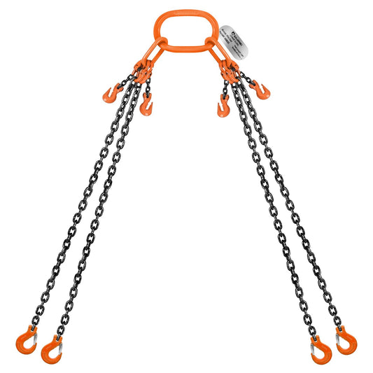 SALUINOKI Lift Chain Sling with Hooks 10Ft 4 Way x 1/4 inch 6600lbs 3 Ton for Chains Lifting