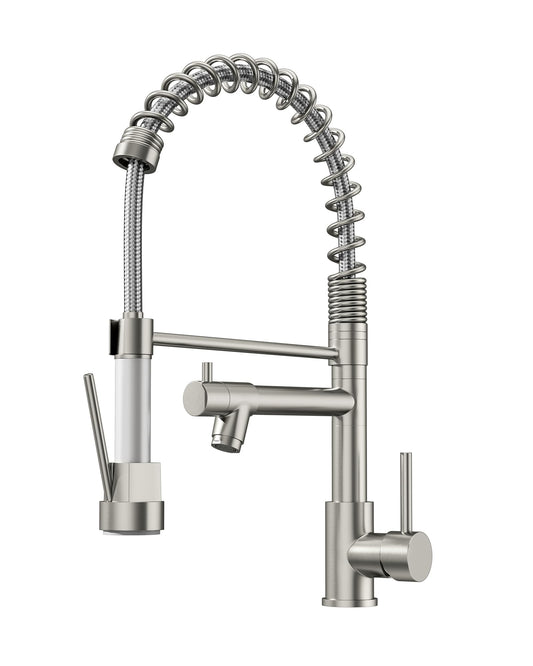 AIMADI Contemporary Kitchen Sink Faucet,Single Handle Stainless Steel Kitchen Faucets with Pull Down Sprayer,Brushed Nickel