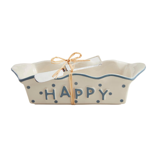 Mud Pie Happy Loaf Baker; baker 3" x 11" | spreader 5"