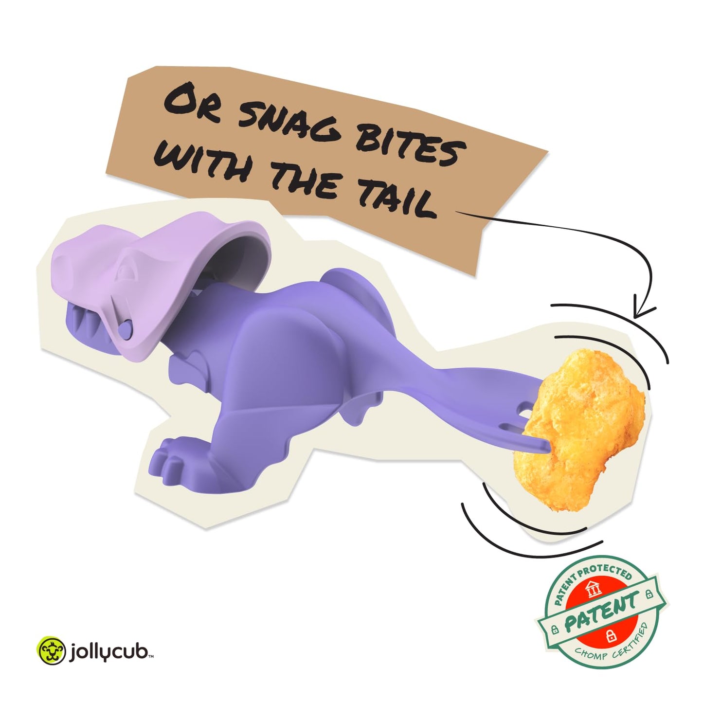 Jollycub® Interactive Toddler Utensils, Dino Chomperware™, Kids Silverware Set, BPA Free, Made in USA (Purple Fruits)