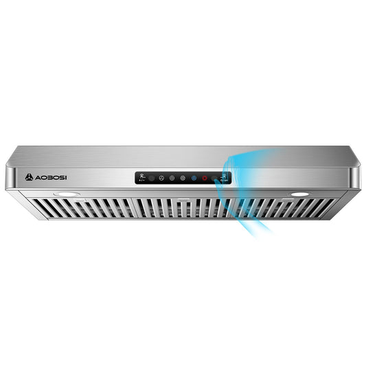 AAOBOSI 36 Inch Under Cabinet Range Hood, 800 CFM Stainless Steel Kitchen Vent Hood with Gesture Sensing, Touch Control, 3-Speed Exhaust Fan, LED Lights, Ducted Range Hood